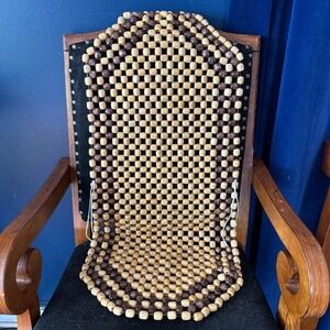 Vintage Wooden Beaded Boho Seat Cover Car Chair Comfort Massage Relax Retro 70s